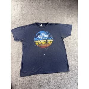 Corona Beer T Shirt Mens 2XL Graphic Grunge Distressed Short Sleeve Crew Neck‎
